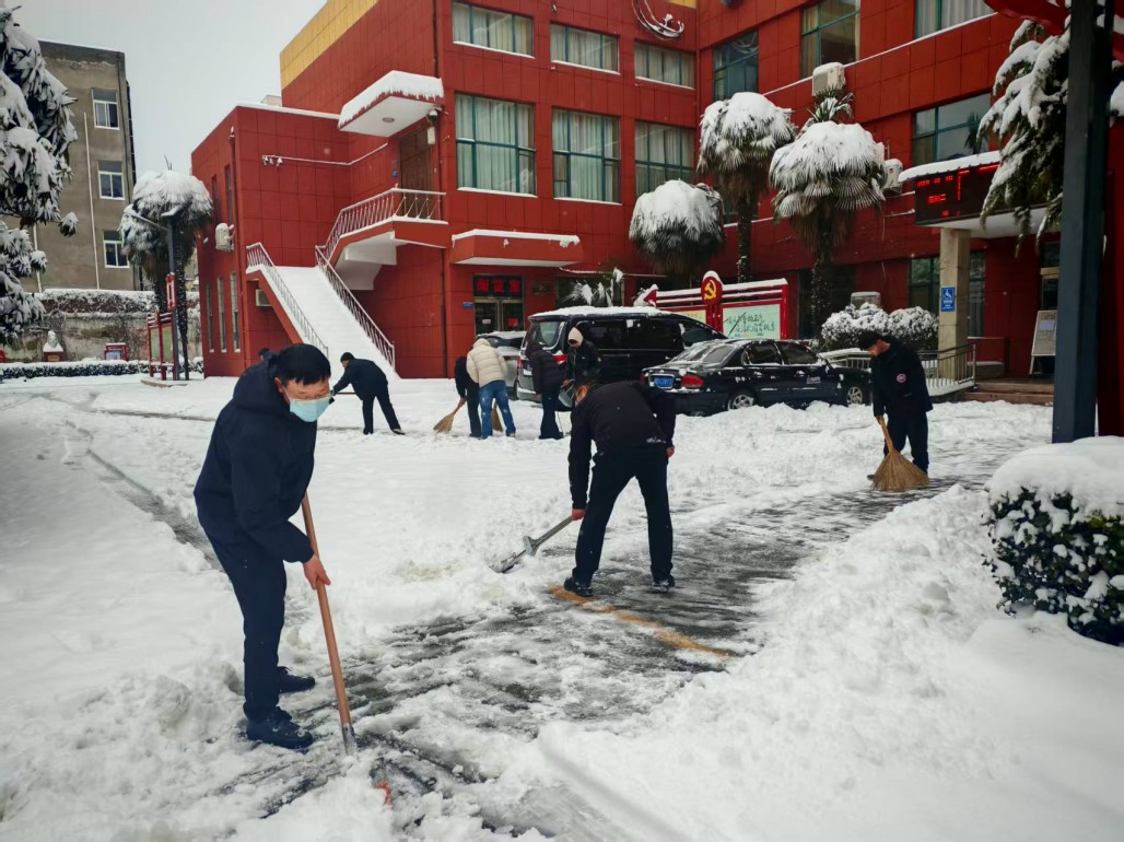 党员干部冲在前  扫雪除冰护平安